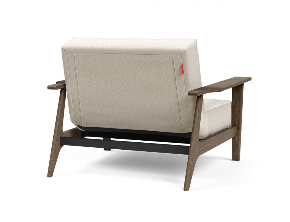 INNOVATION LIVING  Fauteuil design SPLITBACK FREJ 531 - Bouclé Off White convertible lit 90*115 cm accoudoirs chêne fumé